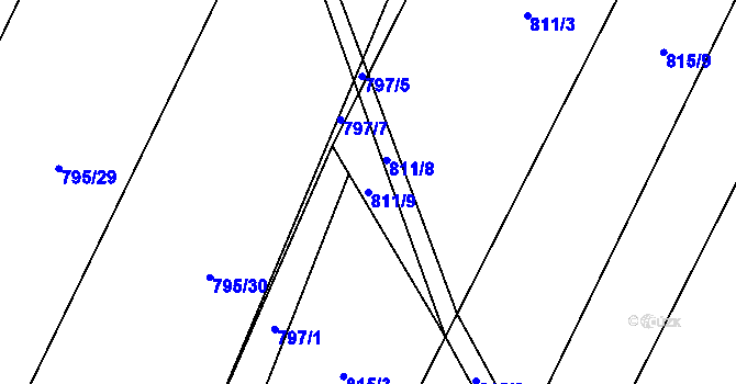 Parcela st. 811/9 v KÚ Čučice, Katastrální mapa