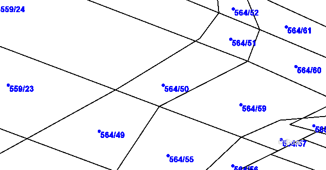 Parcela st. 564/50 v KÚ Čučice, Katastrální mapa