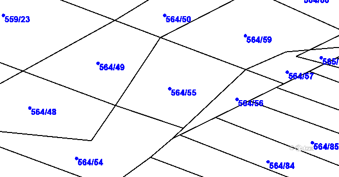Parcela st. 564/55 v KÚ Čučice, Katastrální mapa