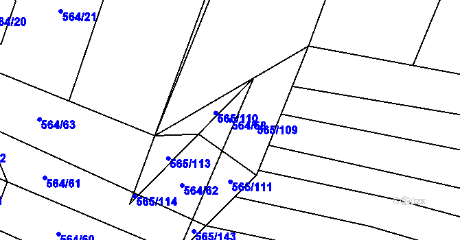 Parcela st. 564/58 v KÚ Čučice, Katastrální mapa