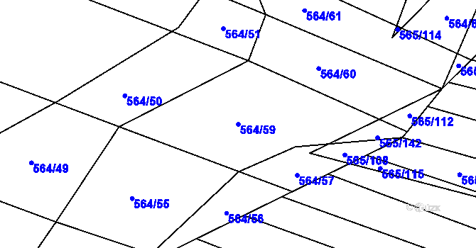 Parcela st. 564/59 v KÚ Čučice, Katastrální mapa
