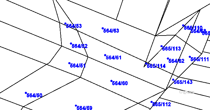 Parcela st. 564/61 v KÚ Čučice, Katastrální mapa