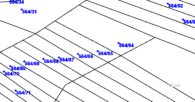 Parcela st. 564/65 v KÚ Čučice, Katastrální mapa