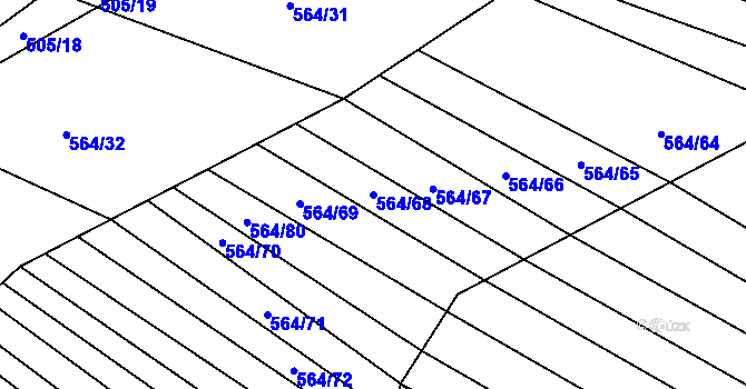 Parcela st. 564/68 v KÚ Čučice, Katastrální mapa