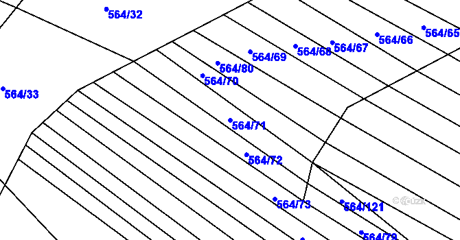 Parcela st. 564/71 v KÚ Čučice, Katastrální mapa