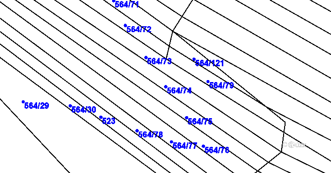 Parcela st. 564/74 v KÚ Čučice, Katastrální mapa