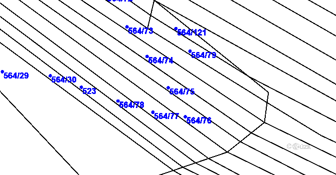 Parcela st. 564/75 v KÚ Čučice, Katastrální mapa