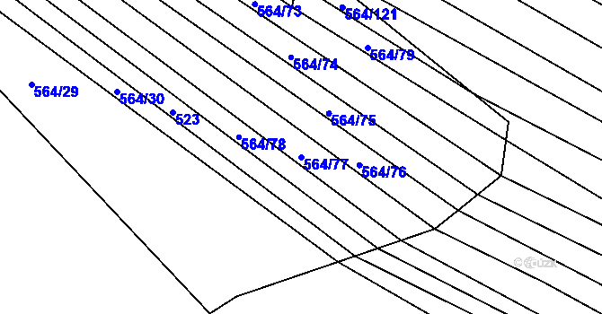 Parcela st. 564/77 v KÚ Čučice, Katastrální mapa