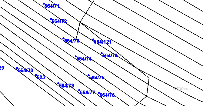 Parcela st. 564/79 v KÚ Čučice, Katastrální mapa