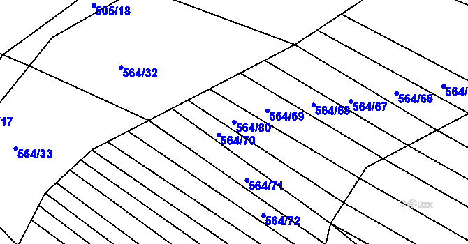 Parcela st. 564/80 v KÚ Čučice, Katastrální mapa