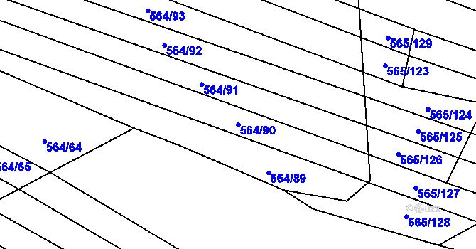 Parcela st. 564/90 v KÚ Čučice, Katastrální mapa