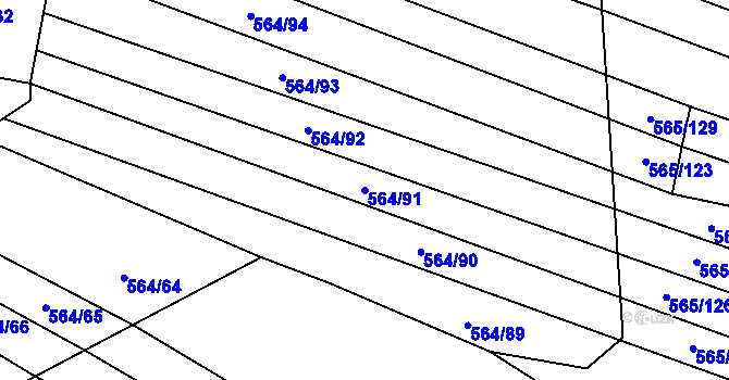 Parcela st. 564/91 v KÚ Čučice, Katastrální mapa