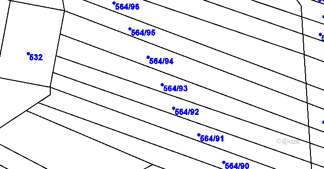 Parcela st. 564/93 v KÚ Čučice, Katastrální mapa