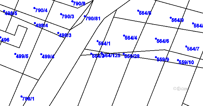 Parcela st. 564/125 v KÚ Čučice, Katastrální mapa