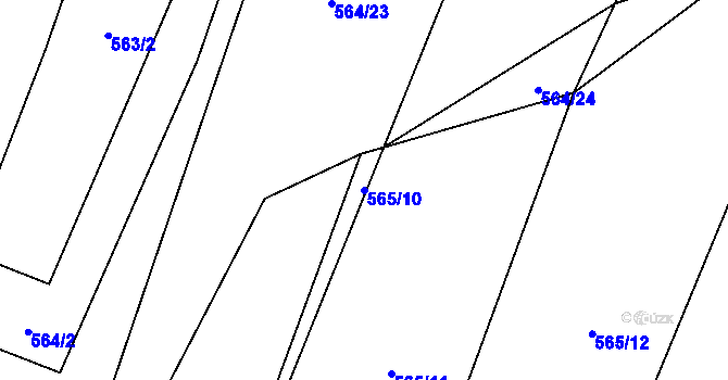 Parcela st. 565/10 v KÚ Čučice, Katastrální mapa