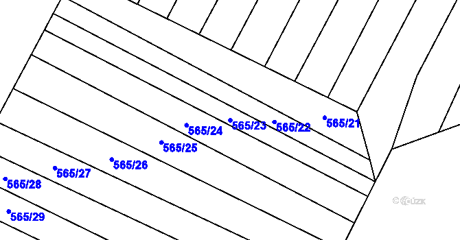 Parcela st. 565/23 v KÚ Čučice, Katastrální mapa