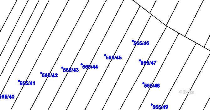 Parcela st. 565/45 v KÚ Čučice, Katastrální mapa