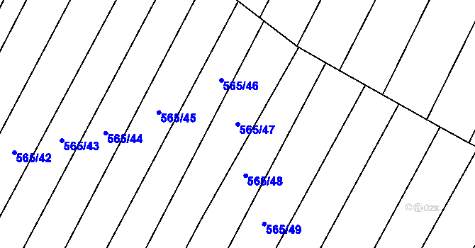 Parcela st. 565/47 v KÚ Čučice, Katastrální mapa
