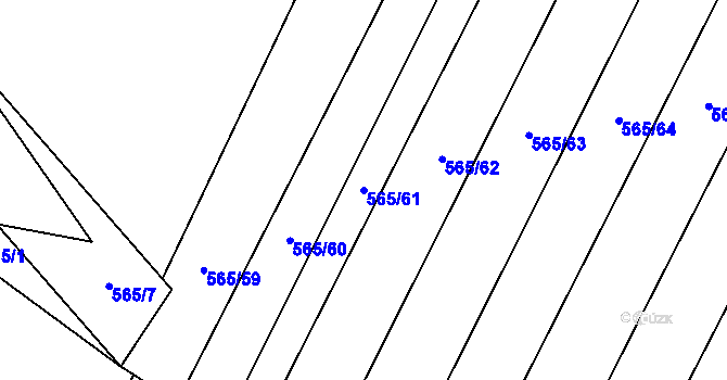 Parcela st. 565/61 v KÚ Čučice, Katastrální mapa