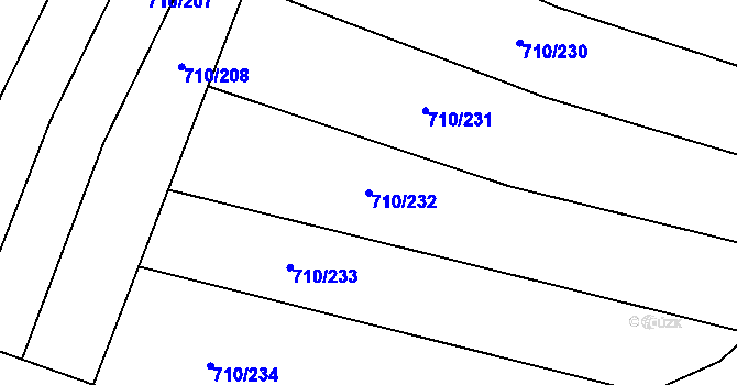 Parcela st. 710/232 v KÚ Čučice, Katastrální mapa
