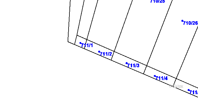 Parcela st. 711/2 v KÚ Čučice, Katastrální mapa