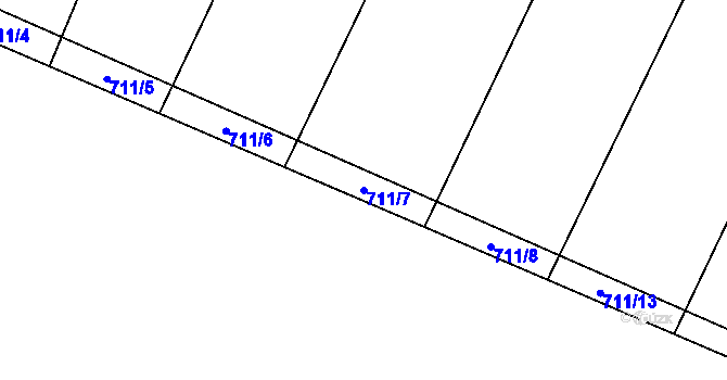 Parcela st. 711/7 v KÚ Čučice, Katastrální mapa