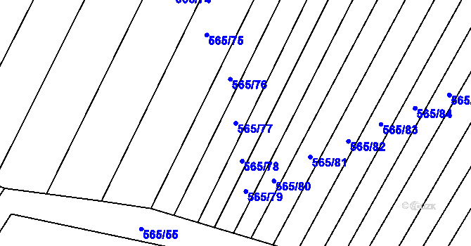 Parcela st. 565/77 v KÚ Čučice, Katastrální mapa