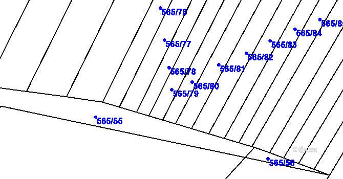 Parcela st. 565/79 v KÚ Čučice, Katastrální mapa