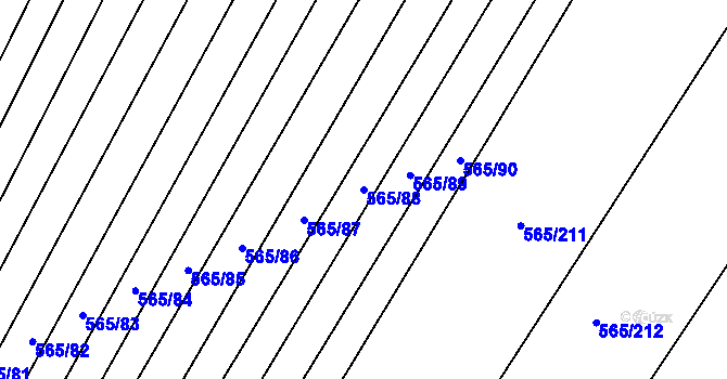 Parcela st. 565/88 v KÚ Čučice, Katastrální mapa