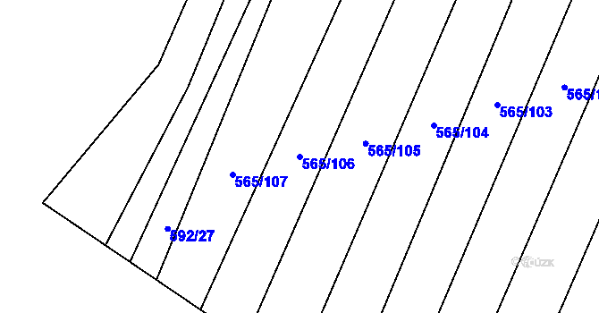 Parcela st. 565/106 v KÚ Čučice, Katastrální mapa