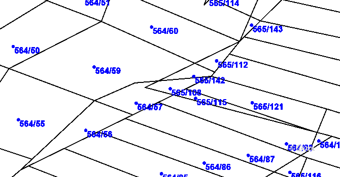 Parcela st. 565/108 v KÚ Čučice, Katastrální mapa