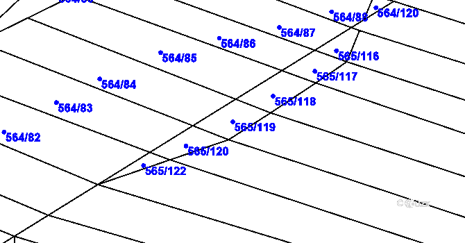 Parcela st. 565/119 v KÚ Čučice, Katastrální mapa