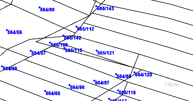 Parcela st. 565/121 v KÚ Čučice, Katastrální mapa