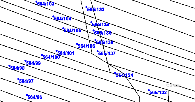Parcela st. 565/137 v KÚ Čučice, Katastrální mapa