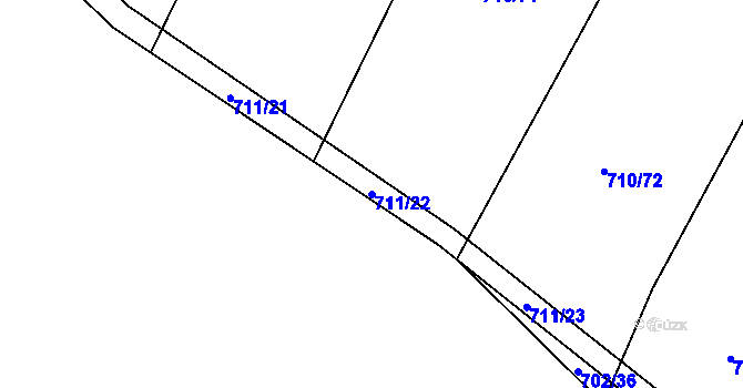 Parcela st. 711/22 v KÚ Čučice, Katastrální mapa
