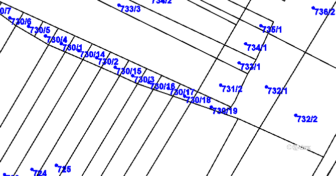 Parcela st. 730/17 v KÚ Čučice, Katastrální mapa