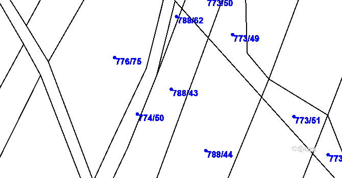 Parcela st. 788/43 v KÚ Čučice, Katastrální mapa