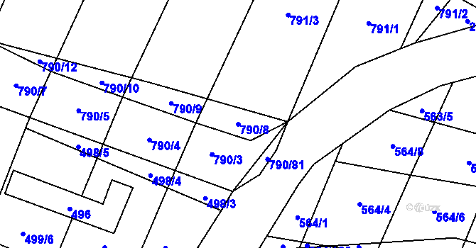 Parcela st. 790/8 v KÚ Čučice, Katastrální mapa