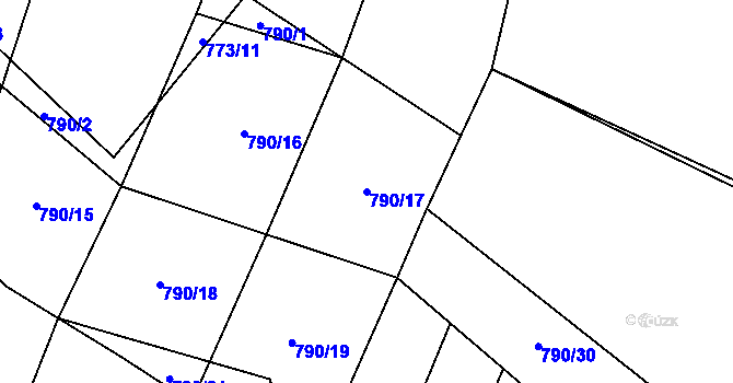 Parcela st. 790/17 v KÚ Čučice, Katastrální mapa