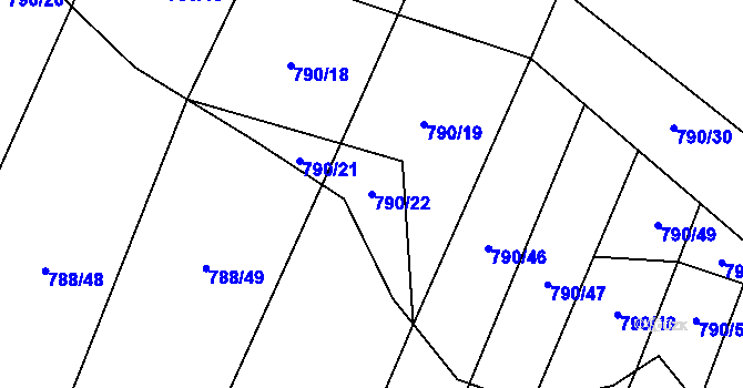Parcela st. 790/22 v KÚ Čučice, Katastrální mapa
