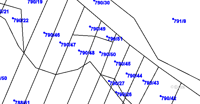 Parcela st. 790/50 v KÚ Čučice, Katastrální mapa