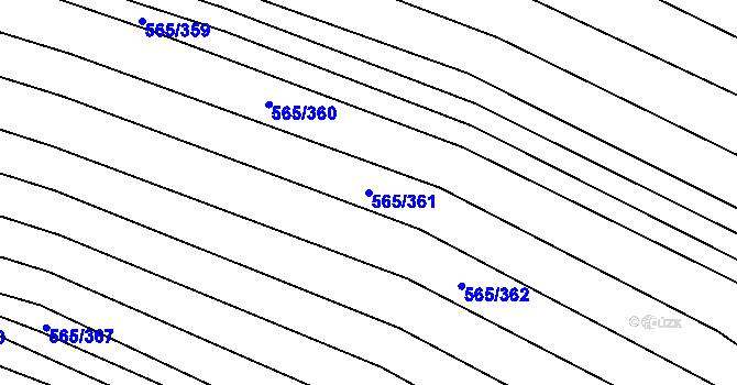Parcela st. 565/361 v KÚ Čučice, Katastrální mapa