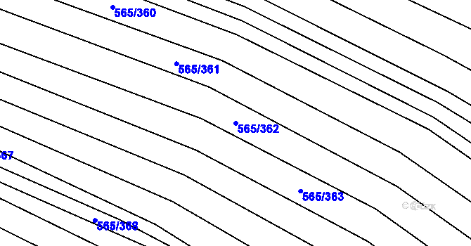Parcela st. 565/362 v KÚ Čučice, Katastrální mapa