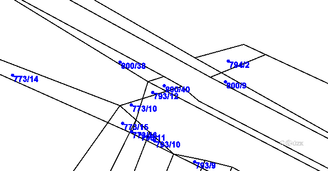 Parcela st. 800/40 v KÚ Čučice, Katastrální mapa