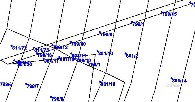 Parcela st. 801/10 v KÚ Čučice, Katastrální mapa
