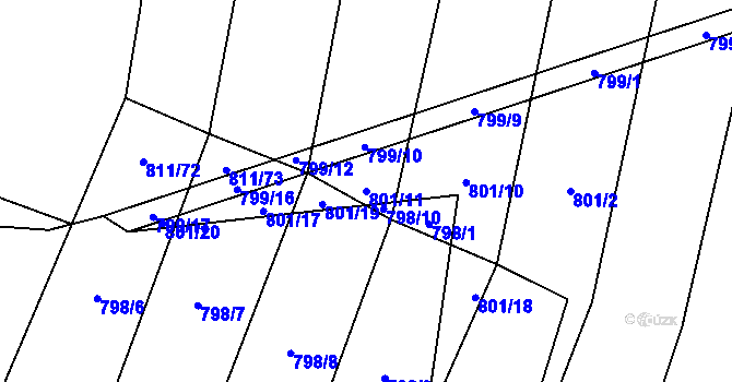 Parcela st. 801/11 v KÚ Čučice, Katastrální mapa