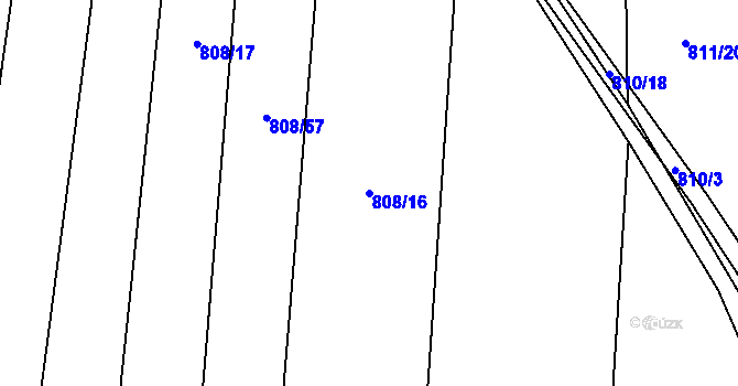 Parcela st. 808/16 v KÚ Čučice, Katastrální mapa