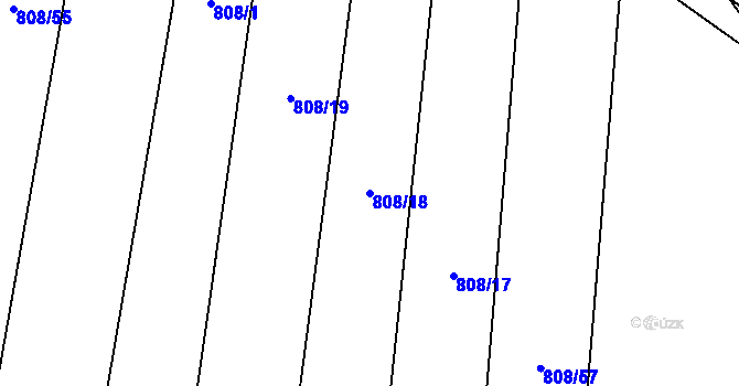 Parcela st. 808/18 v KÚ Čučice, Katastrální mapa