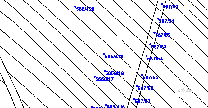 Parcela st. 565/419 v KÚ Čučice, Katastrální mapa