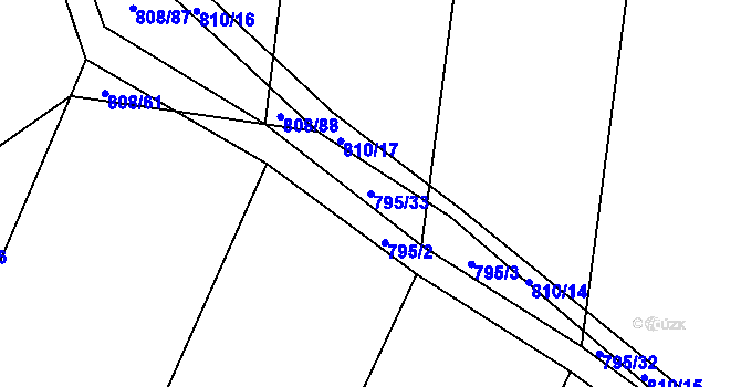 Parcela st. 795/33 v KÚ Čučice, Katastrální mapa